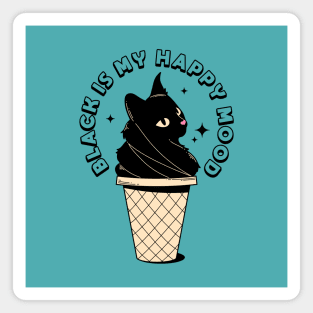 Ice Cream Black Cat in pink Magnet